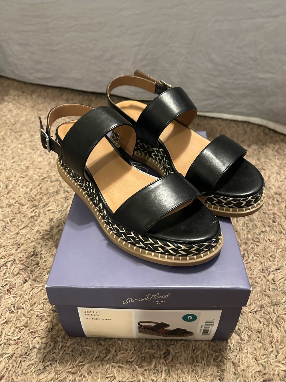 Universal Thread Black Braided Platform Sandals